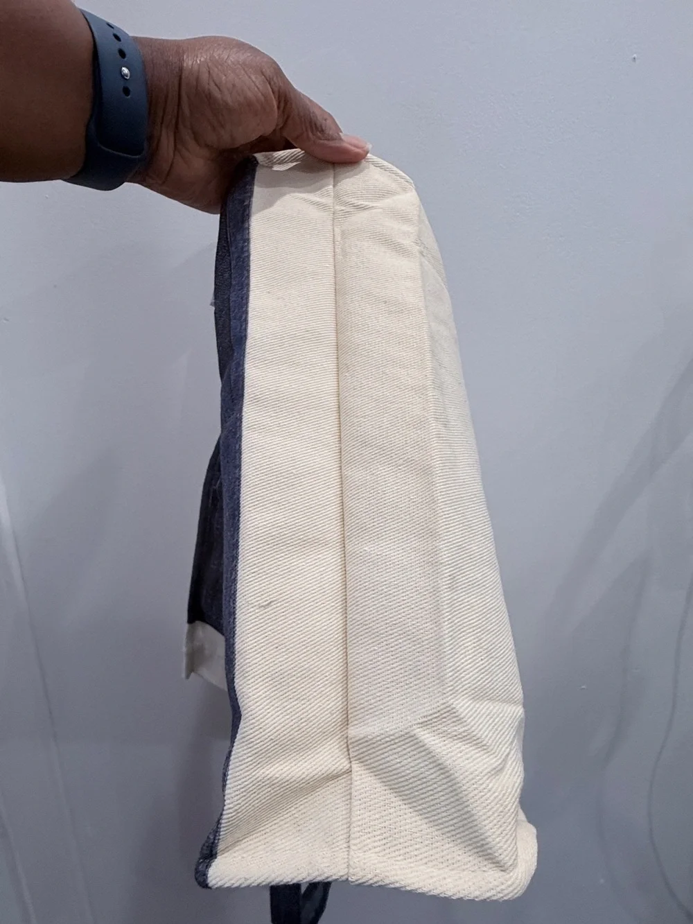Jean Paul Gaultier Blue & Cream “Denim”Canvas Messenger Tote